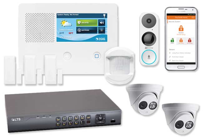 Two security cameras, dvr and doorbell camera