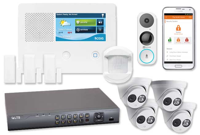 Four security cameras, dvr and doorbell camera